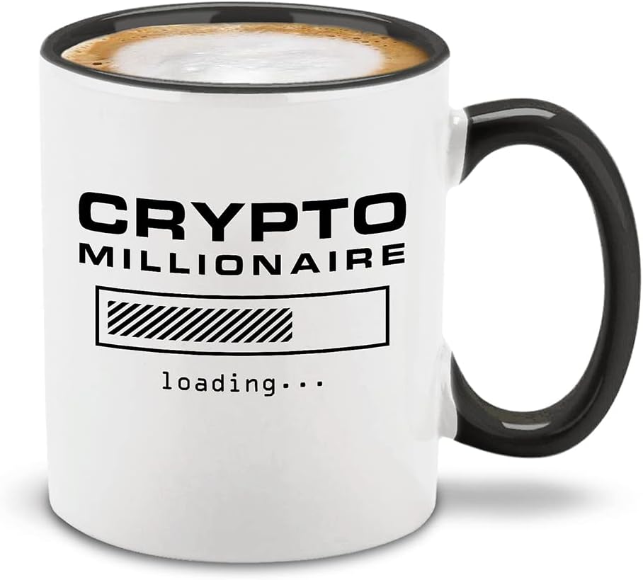 shop4ever Crypto Millionaire Loading... Ceramic Coffee Mug Cup, Funny Digital Currency Gift 11 oz. (Black Handle)